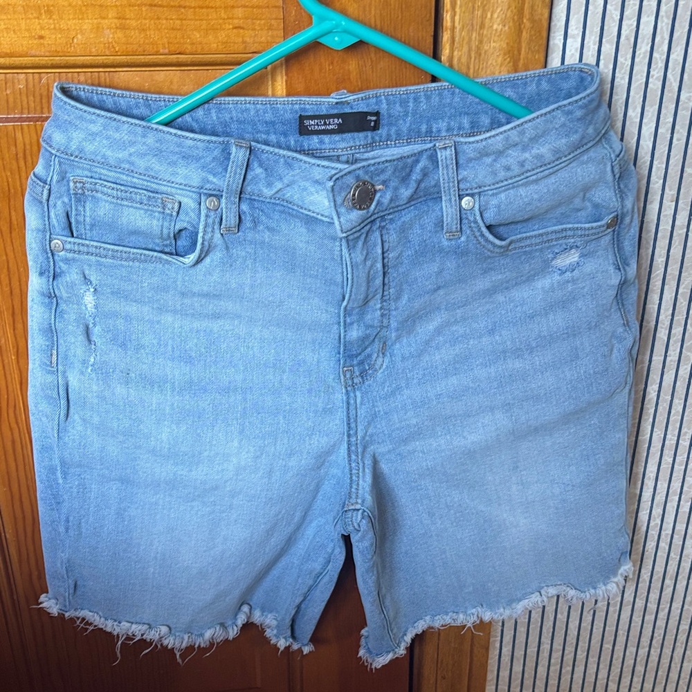 Vera Wang Light Blue Denim Shorts with Button Fly